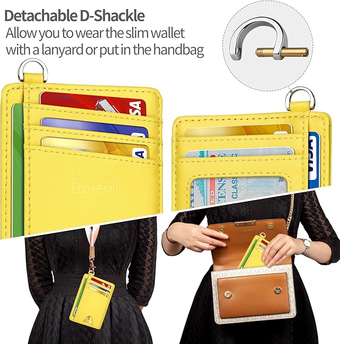 Slim Minimalist Front Pocket Wallet, RFID Blocking Credit Card Holder Wallet with Detachable D-Shackle for Men Women - Image 3