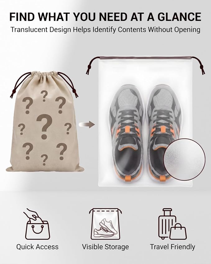 50 Pcs Shoe Bags for Travel, 15.7" x 11.8" Clear Drawstring Storage Bags Shoes Organizer for Packing Waterproof Dustproof Women Men Portable Travel Essentials - Image 4