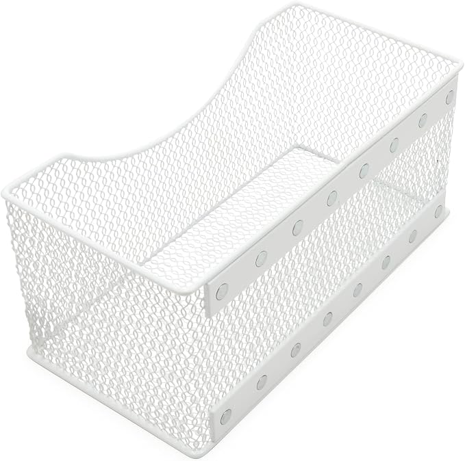 YBM HOME Mesh Magnetic Storage Basket Organizer with Extra Strong Magnets Holds Your Whiteboard and Locker Accessories, Perfect as Marker and Pencil Holder for Office, (1, Large) White by YBMHome