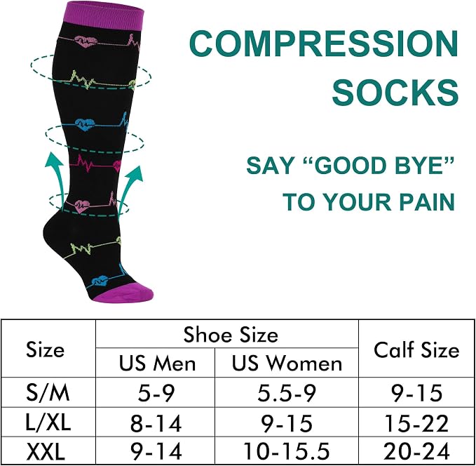3 Pairs Compression Socks for Women Men 20-30mmhg Knee High Stocking for Sports Running Travel Nurses - Image 2