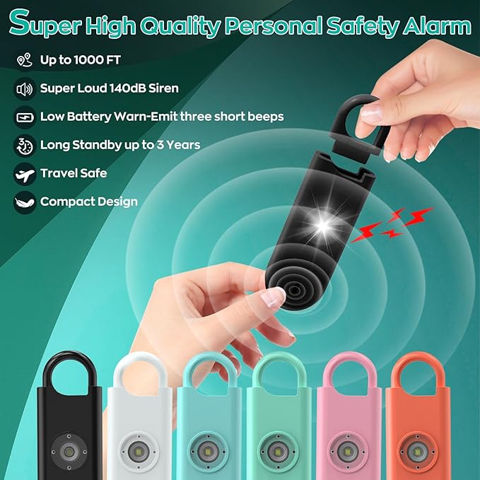 Fauxomor 140dB Personal Safety Alarm for Women 12pack Self Defense Keychain | Super Loud Siren with Low Battery Notice & Strobe Light, Long Battery Life, Portable for Kids Seniors College Girls - Image 3