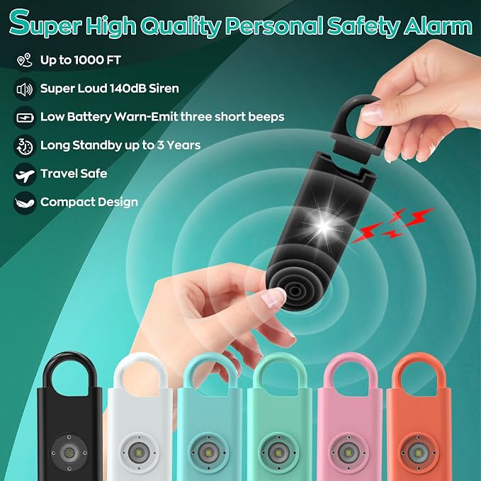 Fauxomor 140dB Personal Safety Alarm for Women 9pack Self Defense Keychain | Super Loud Siren with Low Battery Notice & Strobe Light, Long Battery Life, Portable for Kids Seniors College Girls - Image 3