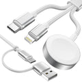 Travel Essentials,3 in 2 USB C Cable for Apple Watch Charger,iPhone Charger,Multi Charging Cable,Cruise Vacation Camping Essentials,Portable for iWatch Series 11-2/Ultra/SE & iPhone 17-12,Car,White by ChargeBeyondPowerWithin