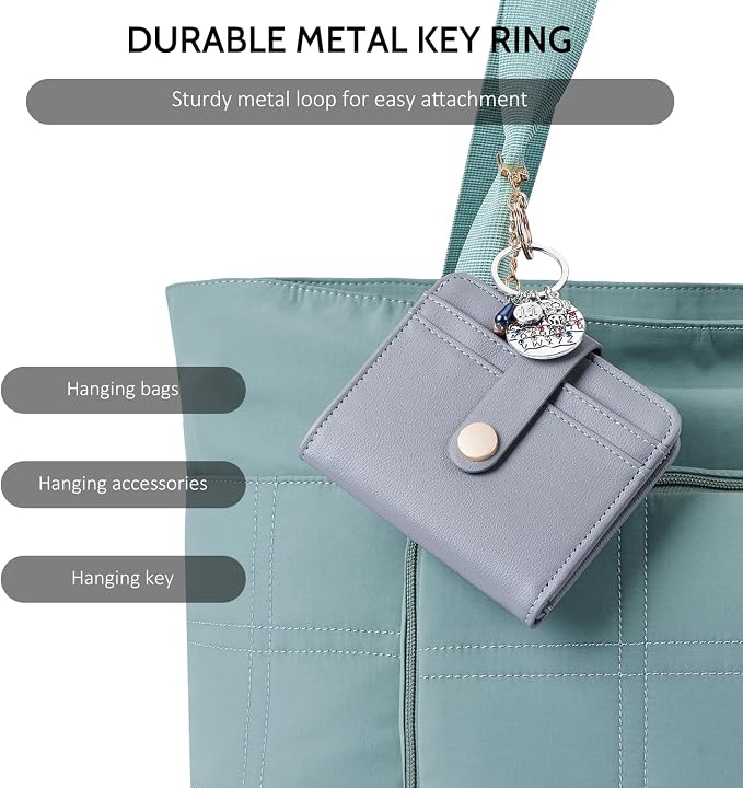 POIUGOYA Slim Wallet for Women,RFID Blocking Bifold Credit Card Holder with Zipper Coin Pocket,ID Window,Keychain - Image 6