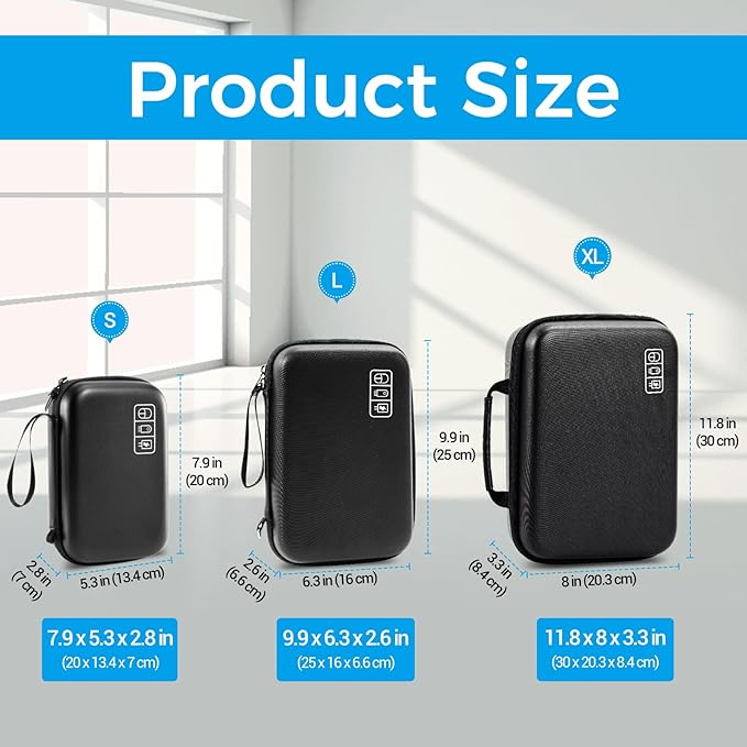 ProCase Hard Travel Electronic Organizer Case for MacBook Power Adapter Chargers Cables Power Bank Apple Magic Mouse Apple Pencil USB Flash Disk SD Card Small Portable Accessories Bag - Image 2