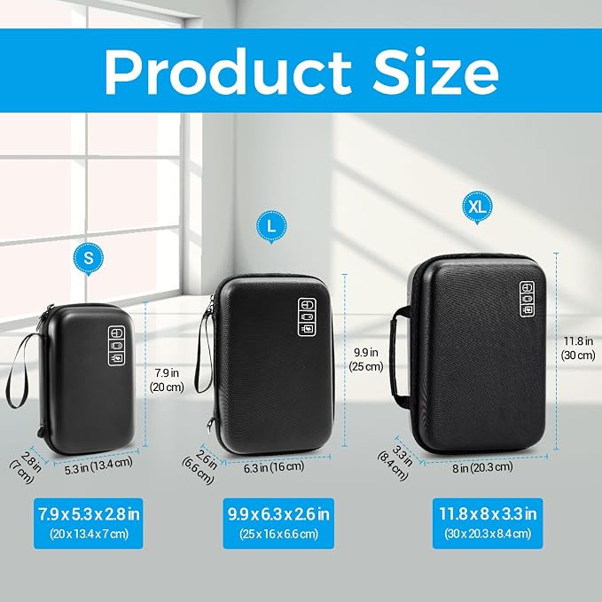 ProCase Hard Travel Electronic Organizer Case for MacBook Power Adapter Chargers Cables Power Bank Apple Magic Mouse Apple Pencil USB Flash Disk SD Card Small Portable Accessories Bag - Image 2