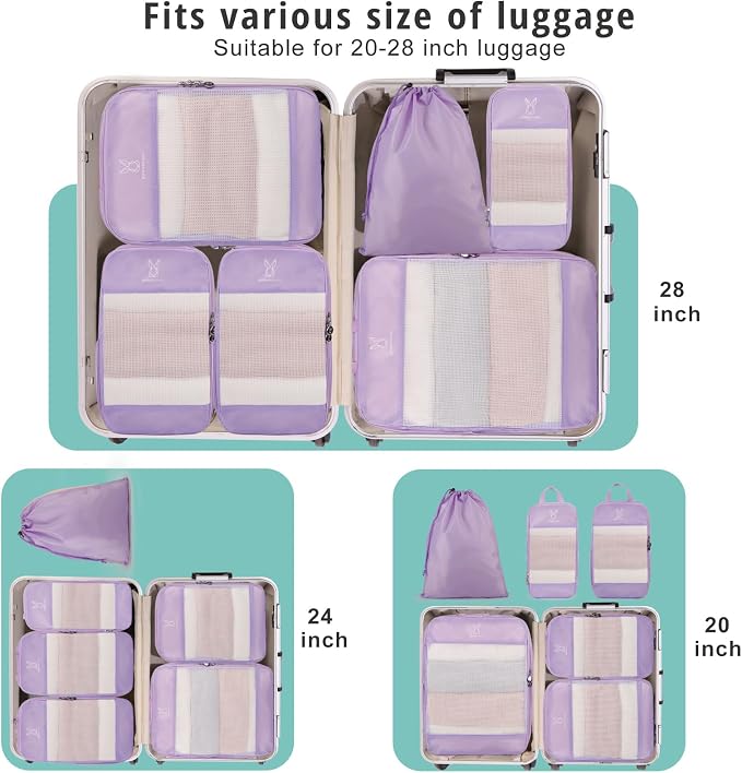 6/8 Set Space Saving Compression Packing Cubes Lightweight Packing Cube | Expandable Space-Saving Compression Cubes 6 Set Lightweight Travel Luggage Packing Cubes Organizer Essentials Smooth Zippers - Image 4