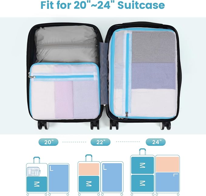 Cambond Mesh Packing Cubes for Travel Women - Lightweight Travel Bags Luggage Packing Organizer Travel Cubes for Suitcase with Handle - Image 9