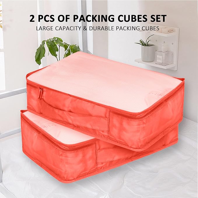 Packing Cubes Set, 2 Pcs Packing Organizers Set for Suitcases (Watermelon red) - Image 8