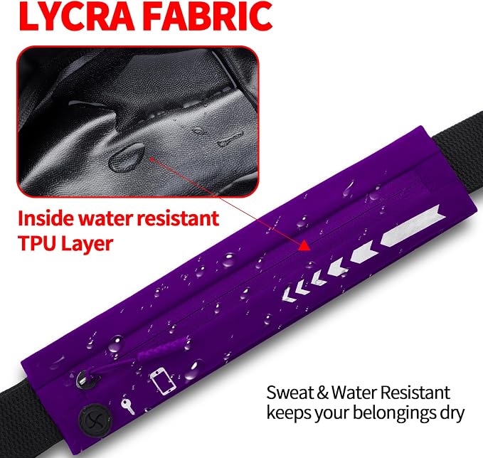 USHAKE Slim Running Belt for Women Men-Runners Phone Holder Fanny Pack, Adjustable, Bounce Free Waist Pouch bag for Workout, Money Belt, Run Gear Accessories Purple - Image 7