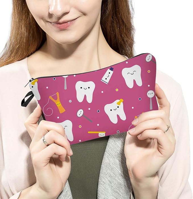 Livel lhood Tooth Dental Cute Small Makeup Bag -2 | Printed Padded Cosmetic Organizer Zipper Pouch, Tooth Dental Gift for Women Friends - Image 3