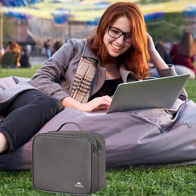 MATEIN Cord Organizer Bag with Adjustable Divider, DJ Electronic Storage | Cable File Bag, Charger Organizer Box, Double Layer, Shockproof, Tech Accessories, Cord Bag Organizer, Double Layer, Grey - Image 7