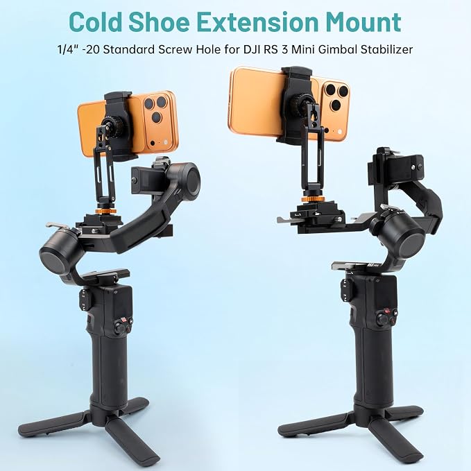 Phone Tripod Mount with Cold Shoe Mount, Portable Tripod Stand, Flexible Adjustable 2-Stage Arms Ball Joint Cellphone Holder Adapter, Compatible with iPhone 17|16|15|14|13|12|11, Nexus, LG, Galaxy Tab - Image 6