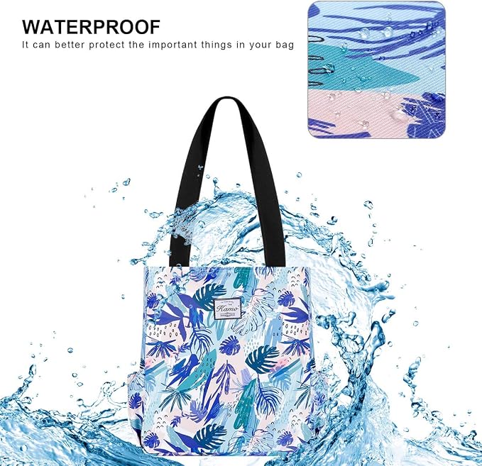 KAMO Floral Tote Bag - Waterproof Lightweight Handbags Travel Shoulder Bag for Hiking Yoga Gym Swimming Travel Beach - Image 6