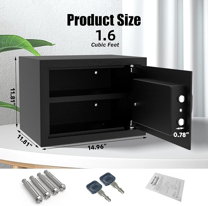 [ 1.6 Cu.ft. ]PATRON Fireproof Safe for Home,Document Safe Box Office,Digital Security Home Safes,Cabinet Safes for Money Cash,Wall Safes with Electronic Keypad for Hotel House Business,1.6 Cu.ft. - Image 8