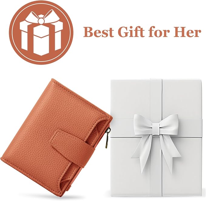 Small Wallet Women RFID Blocking Soft Leather Bifold Compact Card Holder Wallet for Women with Zipper Coin Pocket 4 ID Window - Image 7
