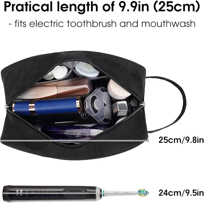 Narwey Travel Toiletry Bag for Women Traveling Dopp Kit Men Travel Bag for Toiletries Cosmetic Bag Makeup Bag Medicine Bag for Traveling (Black) - Image 2