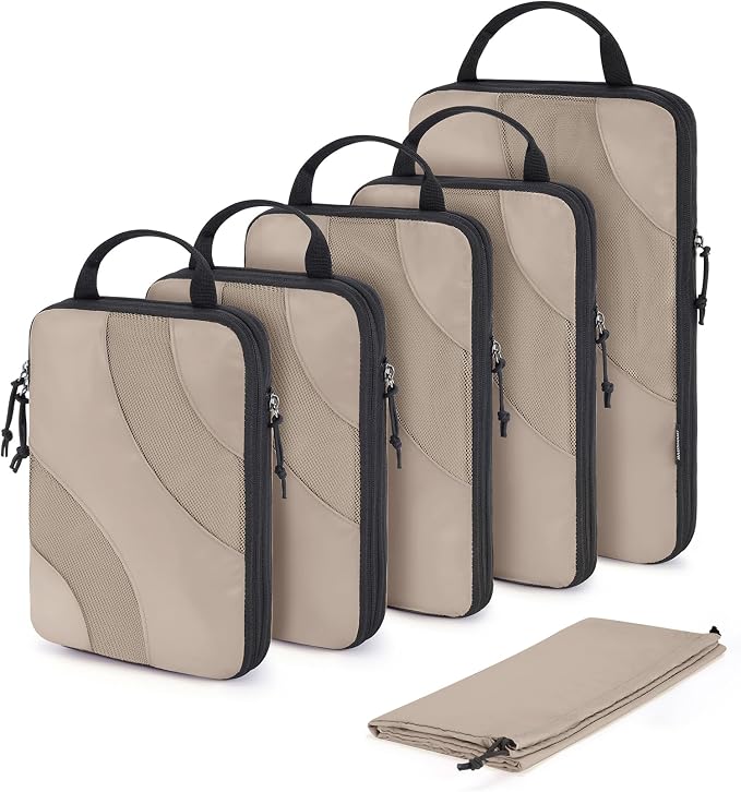BAGSMART Compression Packing Cubes for Travel | Lightweight suitcase organizers bag set, space-saving double zipper expansion for carry-on luggage & travel organization by BAGSMART