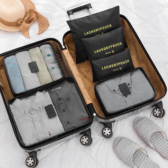 6 Set Packing Cubes for Travel Luggage Packing Bags Reusable Lightweight Suitcase Organizer Cubes Set for Travel Accessories (Black) - Image 9