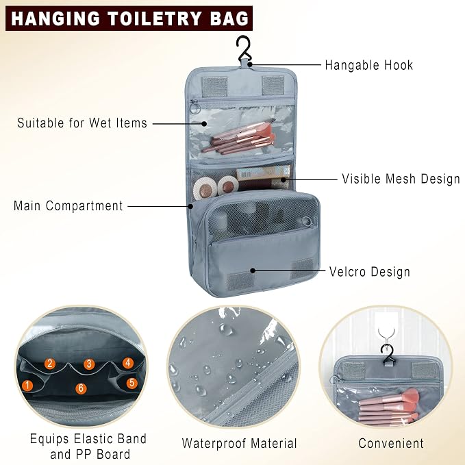 Packing Cubes, 8 Pcs Travel Packing Organizers for Suitcases, Large Capacity Travel Luggage Organizers Set includes 8 Storage Bags for Women or Men (Grey) - Image 3