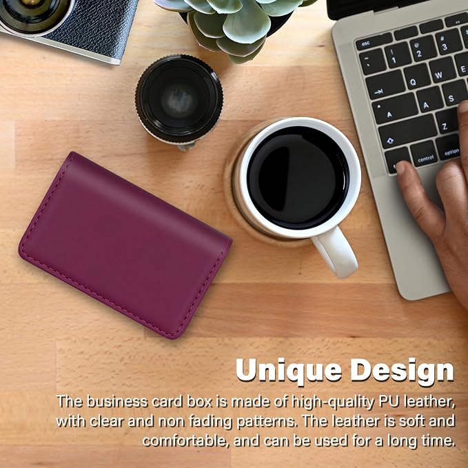 RFID Blocking Wallet - Minimalist Leather Business Credit Card Holder (PW-Wine Red) - Image 6