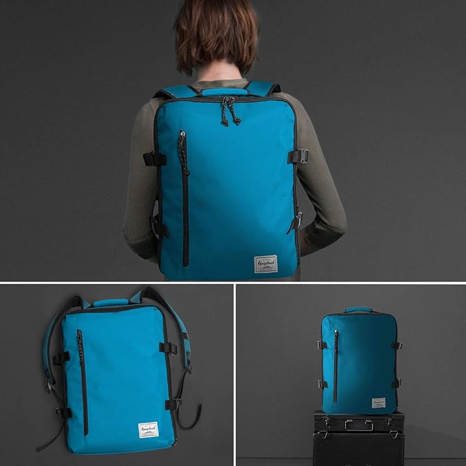 Cabin Hand Luggage Backpack Small Carry-On Daypack Airplane Travel Under-seat for Women Men fits 15.6-inch Laptop, Water Blue - Image 6