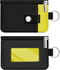 Minimalist RFID Blocking Small Wallet with ID Window,WaterResistant Zip Id Case Wallet with Lanyard Keychain for Cards,Cash,Travel,Women,Men (Black/Lemon Yellow) by CCUMI