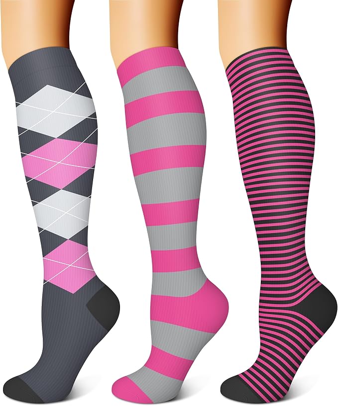 FEYHAY Copper Compression Socks (3 Pairs) 15-20 mmHg Circulation is Best Athletic & Daily for Men & Women, Running, Climbing by FEYHAY