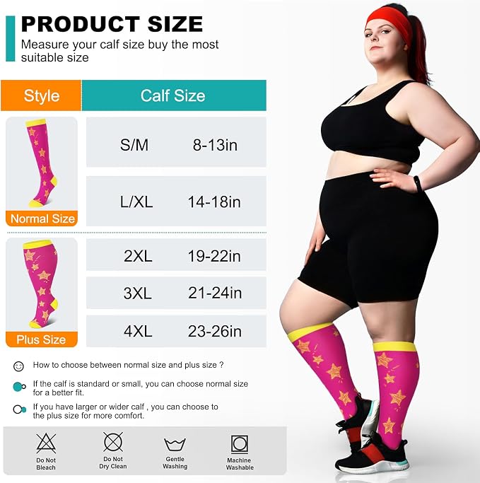 Genovega 3 Packs Wide Calf Compression Socks for Women Men Knee Hight S/M-4XL for Gifts - Image 7