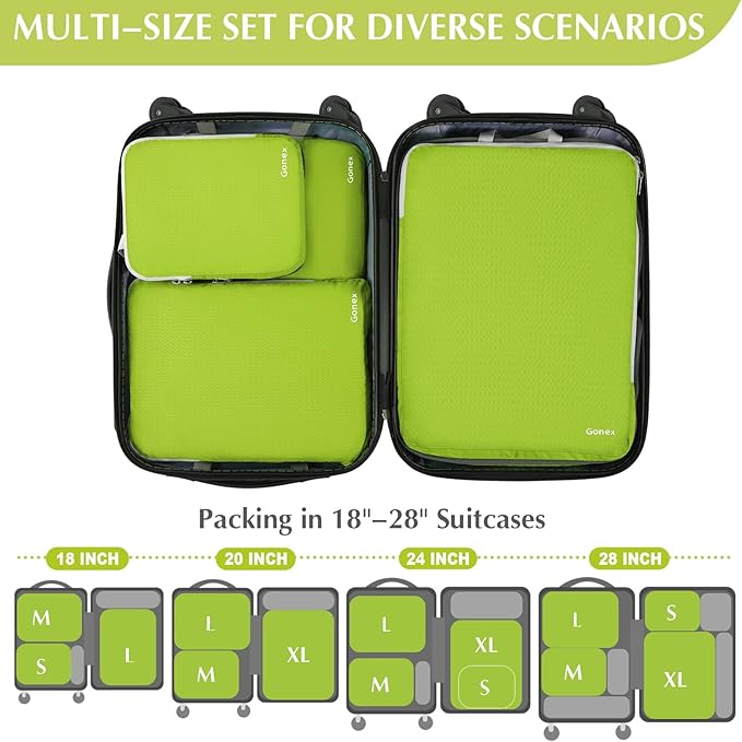 Gonex Compression Packing Cubes, 4-Piece Expandable Travel Organizers | Double-Zip Compression, Space-Saving Design, Ripstop Fabric, Carry-On & Backpack Friendly, Family & Business Travel - Image 5