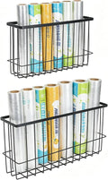 2 Pack Magnetic Aluminum Foil and Plastic Wrap Organizer,Wall Mounted Cabinet Door Organizer,Kitchen Pantry Organizers and Storage,Wrapping Paper Shelf for Sandwich, Freezer, Ziplock Bag, Black by Unknown
