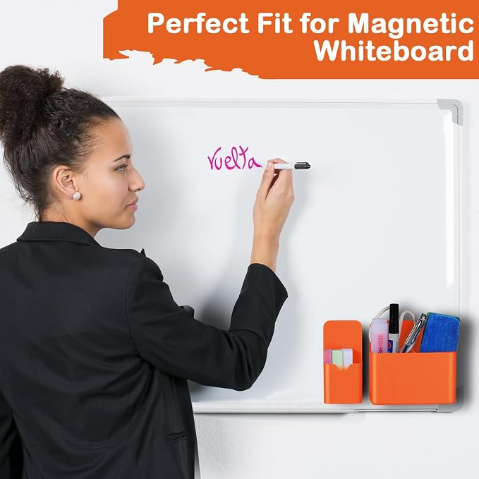 KITANIS Magnetic Pen Holder,2 Pack Magnetic Dry Erase Marker Holder with Generous Compartments,Strong Magnet Storage Marker Pen Pencil Organizer for Refrigerator,Whiteboard,Locker Accessories - Image 5