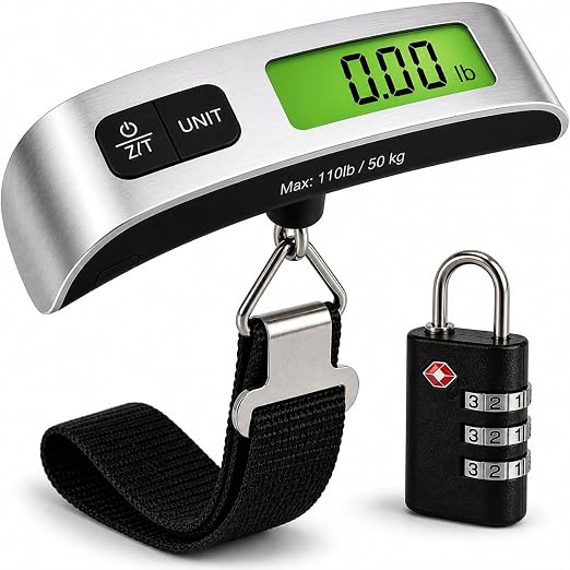 Luggage Scale with TSA Approved Lock, Digital Portable Hanging Baggage Scale 110lb/50kg, Travel Weight Scale for Suitcases, Avoid Overweight Fees, Travel Essentials Gift, Battery Included by YadShop