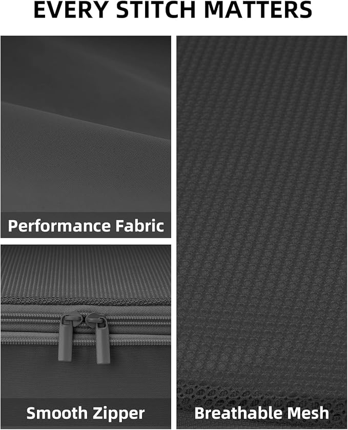Compression Packing Cubes for Travel, 6-Piece Set (Large/Medium/Small), Double-Zip Luggage Organizers for Suitcase & Carry-On, Clothes Storage Bags (Pure Black, 6 Pack) - Image 5