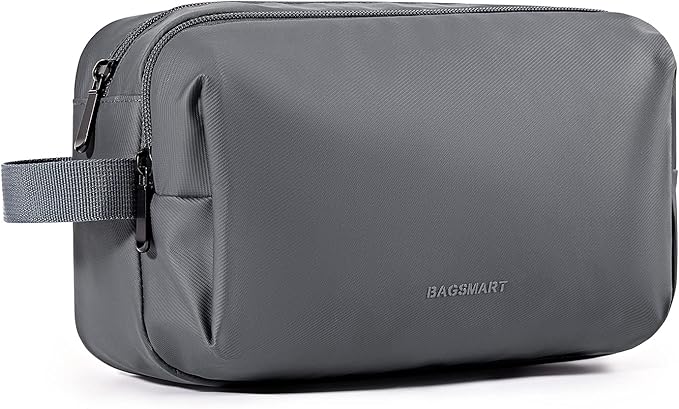 BAGSMART Toiletry Bag for Men, Travel Toiletry Organizer Dopp Kit Water-resistant Shaving Bag for Toiletries Accessories, Door Room Essentials,Grey-basic by BAGSMART
