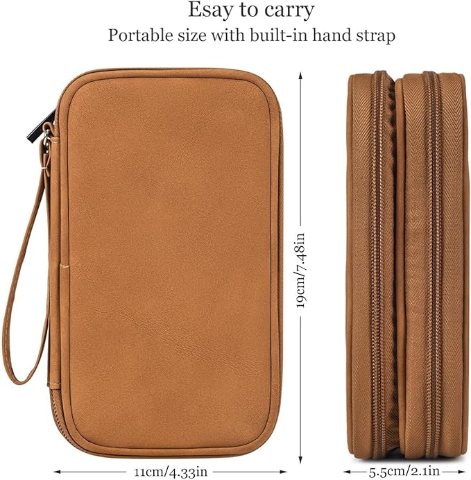 Electronic Organizer Travel Cable Accessories Case, Electronic Organizer Bag, Waterproof Electronic Accessories Organizer Case for Power Bank, Charging Cords, Chargers, Earphone, USB Cable - Brown - Image 2