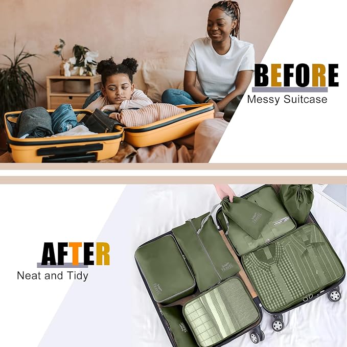 Packing Cubes for Travel- 8 Set Luggage Organizer Bags for Family, Mesh Breathable Travel Packing Cubes for Suitcases Durable Travel Essentials Bags Set (Green, 8 Set) - Image 6