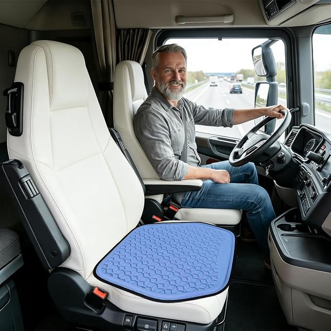 Zpana Gel Car Seat Cushion, Non-Slip & Comfortable Automotive Chair Protector Pad for Driving, Breathable Vehicle Interior Mat Cover Accessories, Universal Fit (Dark Blue) | Comfortable Automotive Chair Protector Pad, Vehicle Interior Mat Cover Accesso... - Image 4