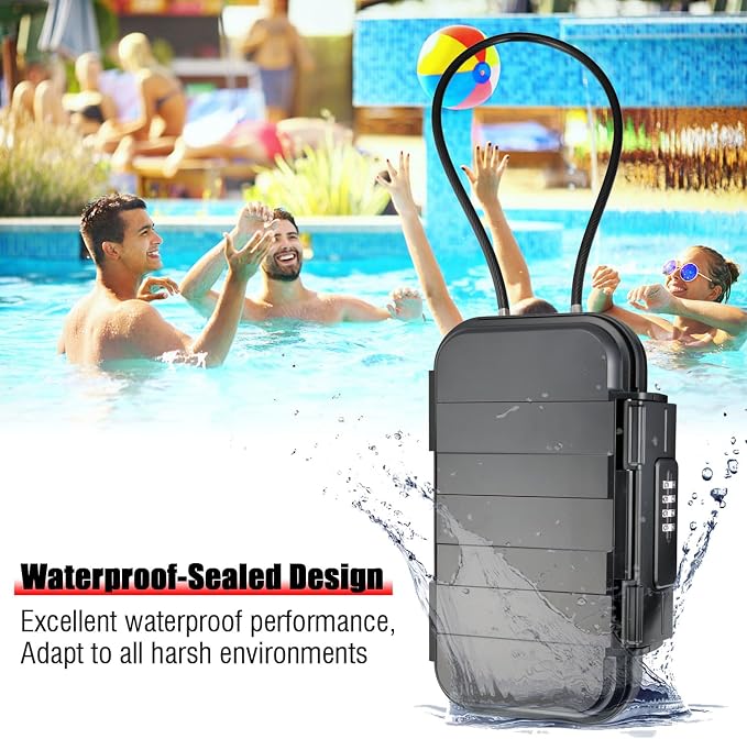 XXL Large Security Lock Box,Outdoor Waterproof Shockproof Travel Safe Lock Box with Removable Wire Rope,4-Digit Combination Safe Box for Dorm,Travel,Beach,Hotel,Car,Home,Office - Image 2