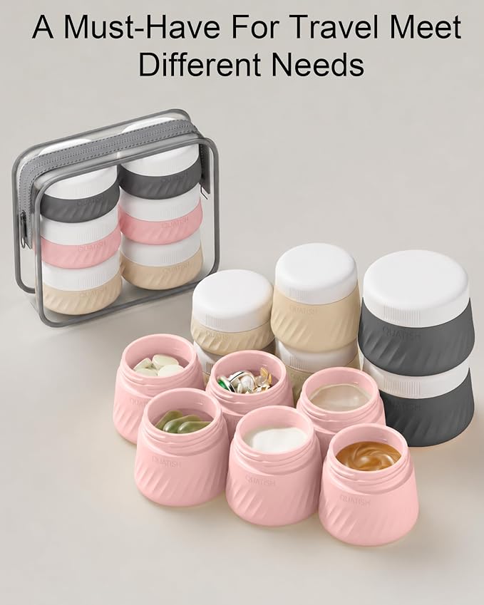 Quatish 6 Pack Travel Size Containers for Toiletries, 3oz, Dusty Pink | Leakproof, TSA Approved Silicone Jars, Easy to Clean, Portable Travel Essentials for Lotion Cosmetics Medicines and Jewelry - Image 6