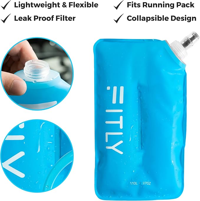 FITLY Soft Flask - Shrink As You Drink Soft Water Bottle for Hydration Pack - Folding Water Bottle Ideal for Running, Hiking, Cycling, Climbing & Rigorous Activity - Image 2