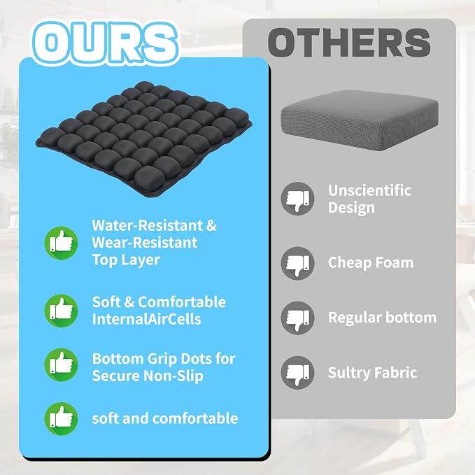 Sondor Travel seat Cushion-Airplane seat Cushion for Long flighs | Inflatable seat cushion for Office，Chairs,Car and Wheelchair.Portable and Ergonomically designed cushion. - Image 6