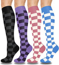 Aoliks Compression Socks for Women and Men 4 Pairs, Mild Support | Long Knee High Stockings for Nurses Running Travel Flying Pregnancy Athletic 15-20 mmHg by Aoliks