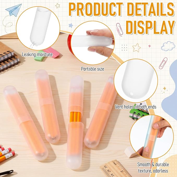 24 Sets Travel Toothbrush Holder with Pencils Bulk Portable Toothpaste Travel Case Multipurpose Toothpaste Boxes Toothbrush Case Storage for Classroom Home School Use (White) - Image 3