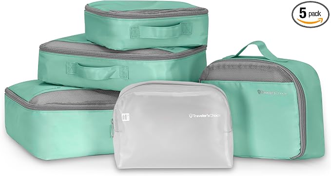 Traveler's Choice Cloverland Packing Cubes, 5-Piece Set, Mint by TravelersChoice
