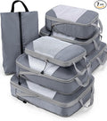 Meowoo 7 Set Compression Packing Cubes for Travel, Durable Ripstop Mesh Suitcase Organizer with Shoe Bag, Ultralight & Expandable Space Saver Travel Cubes by Meowoo