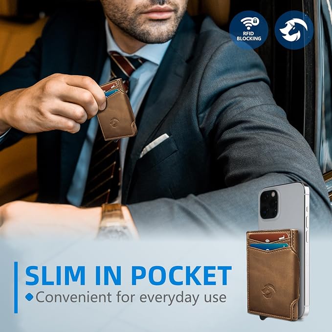 Wallet for Men, Slim Pop Up Card Holder with RFID Blocking, Minimalist Bifold Wallet with 10 Card Slots, 2 ID Window and Money Clip, Metal Flip Case with Magnetic Closure, Gift Box - Image 7