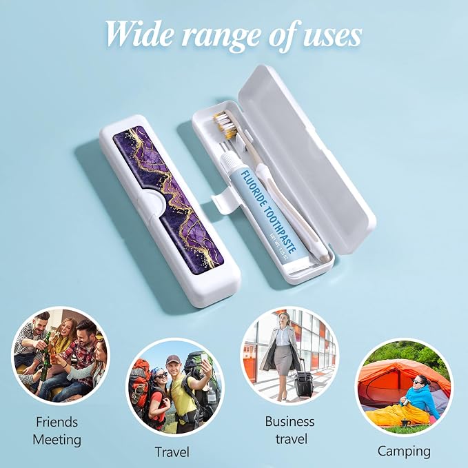 Toothbrush Travel Case - Colorful Pattern, Holder and Covers for Toothbrushes, Includes Tongue Scraper Case - Image 6
