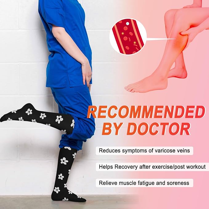 4 Pairs Compression Socks for Women Circulation-Best Support for Nurses,Running,Athletic,Travel - Image 2