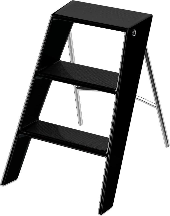 HOTEAGLE Modern Folding Chair - Multifunctional Design Doubles as Step Stool & Storage Shelf, Sturdy Engineering Plastic for Kitchen, Dining & Bistro,Black - Image 3